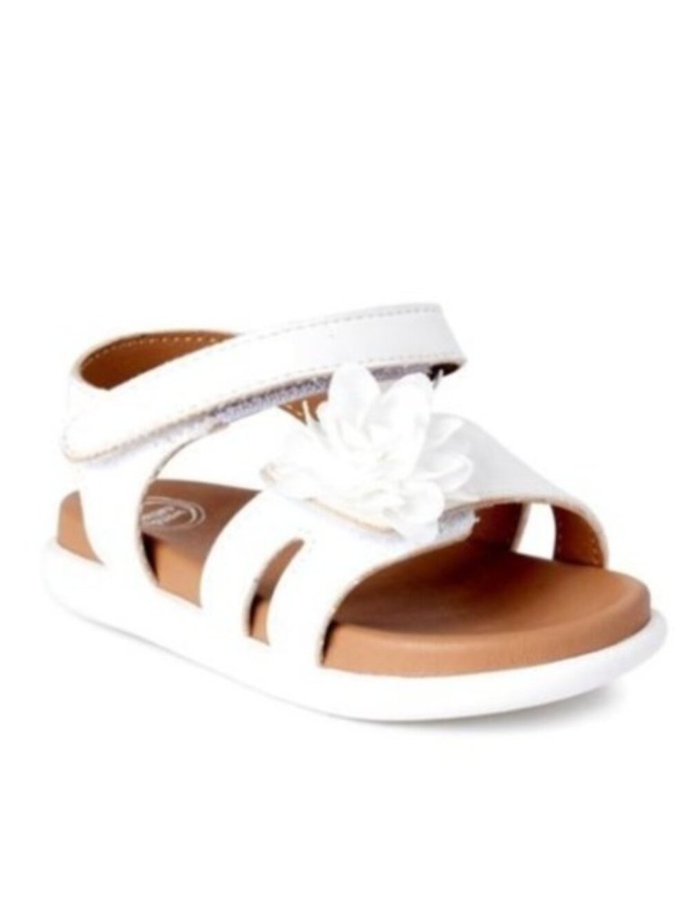 Wonder Nation Infant Size 6 Girls Chiffon Flower Sandals White Dual Closure